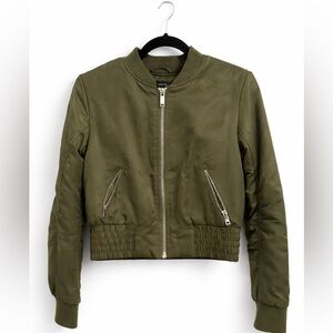 Forever 21 Olive Green Bomber Jacket - Women's Zip Front